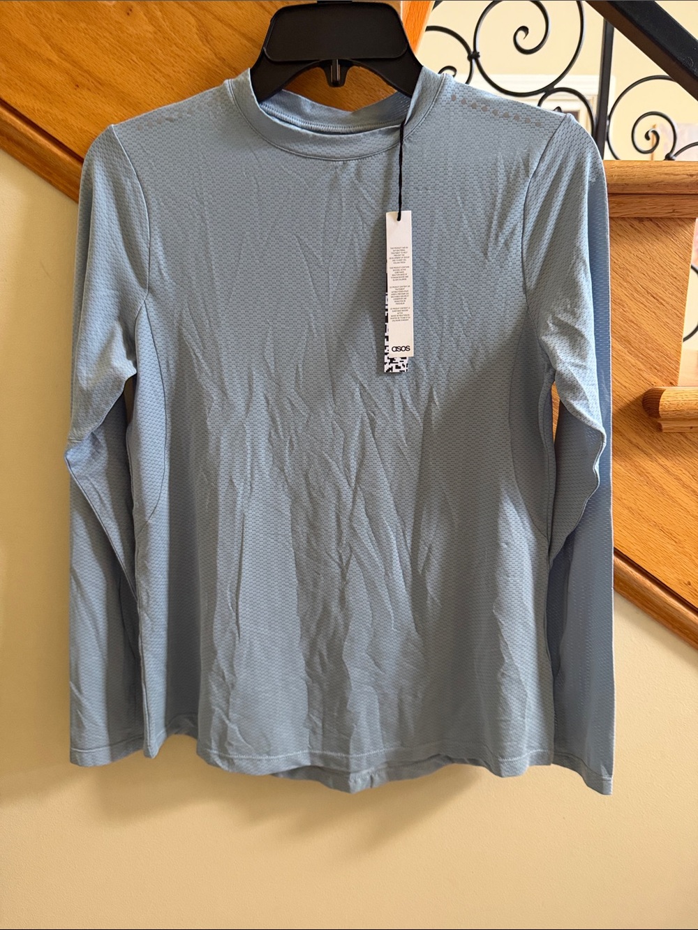 ASOS-4505 Pale Blue Long Sleeve Mock Neck Top Sz 2 New With Tags